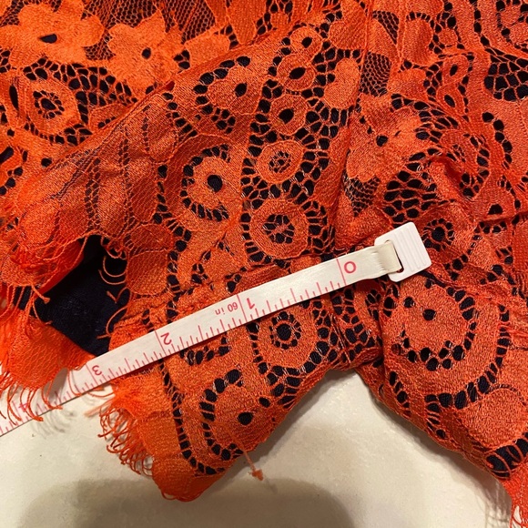 - Umgee romper. Navy Blue with lace orange, Size M, 3/4 sleeves. - Picture 9 of 11